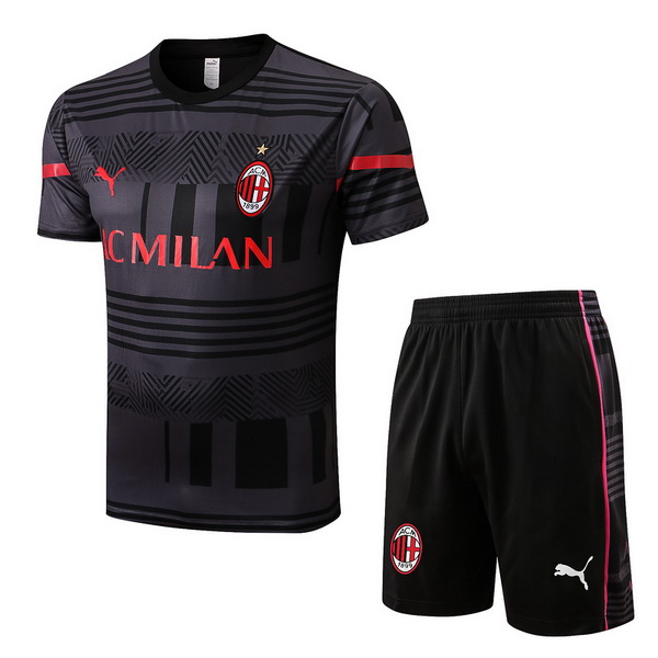 Maillot Foot Achat Entrainement Ensemble Complet AC Milan 2022 2023 Gris Noir