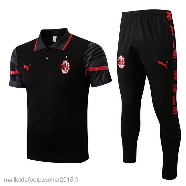 Maillot Foot Achat Ensemble Complet Polo AC Milan 2022 2023 Noir Rouge