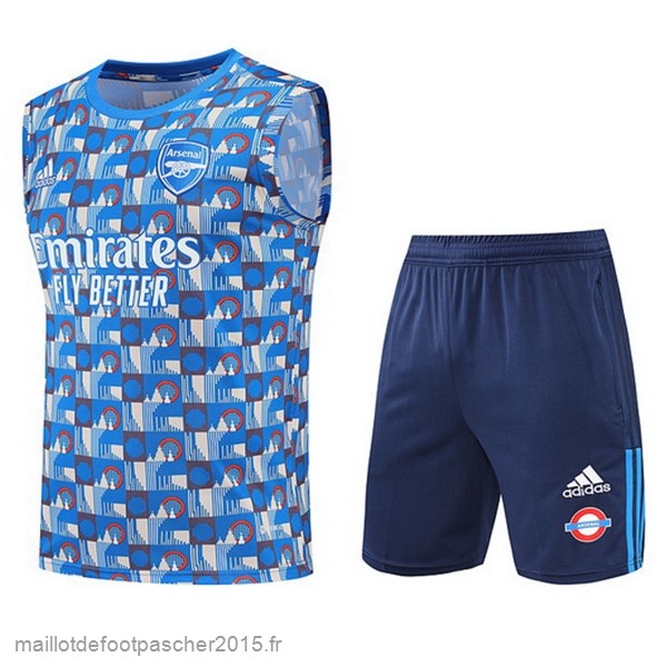 Maillot Foot Achat Entrainement Sans Manches Ensemble Complet Arsenal 2022 2023 Bleu