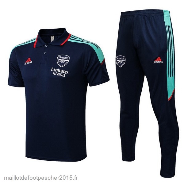 Maillot Foot Achat Ensemble Complet Polo Arsenal 2022 2023 Bleu Marine Vert