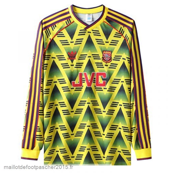 Maillot Foot Achat Exterieur Manches Longues Arsenal Rétro 1991 1993 Jaune