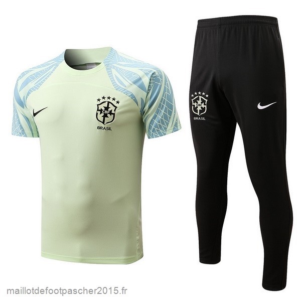 Maillot Foot Achat Entrainement Ensemble Complet Brésil 2022 Vert I Noir