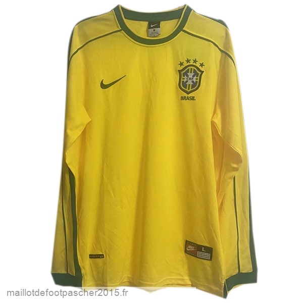 Maillot Foot Achat Domicile Manches Longues Brésil Rétro 1998 Jaune