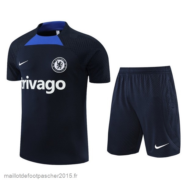 Maillot Foot Achat Entrainement Ensemble Complet Chelsea 2022 2023 Bleu Marine