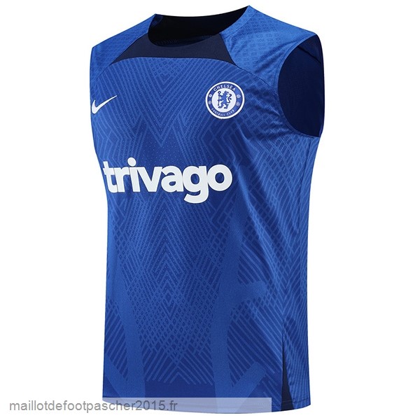 Maillot Foot Achat Entrainement Sans Manches Chelsea 2022 2023 Bleu Blanc