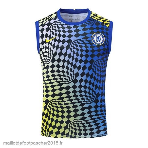 Maillot Foot Achat Entrainement Sans Manches Chelsea 2022 2023 Bleu Jaune