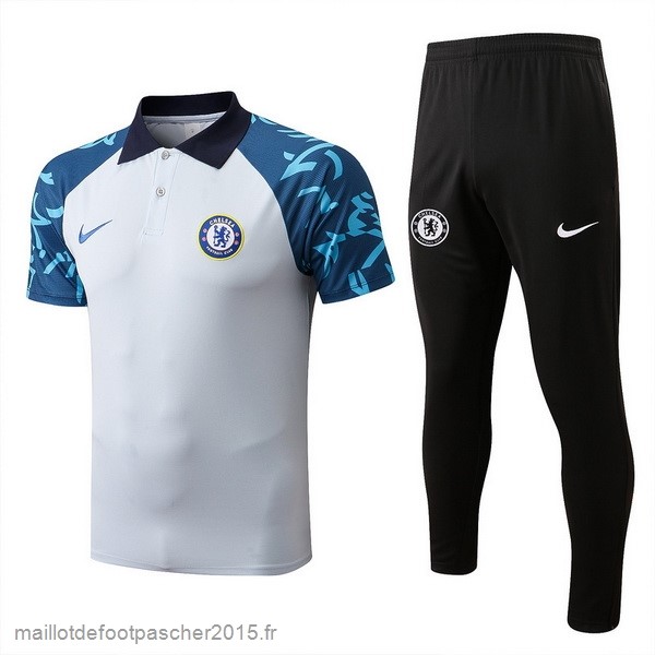 Maillot Foot Achat Ensemble Complet Polo Chelsea 2022 2023 Blanc Noir