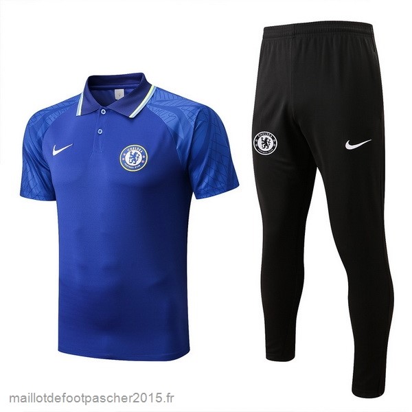 Maillot Foot Achat Ensemble Complet Polo Chelsea 2022 2023 Bleu I Noir