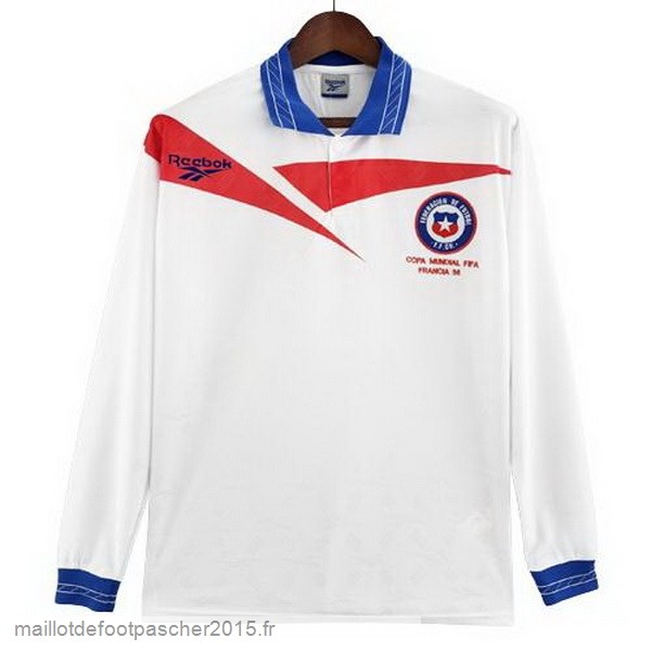 Maillot Foot Achat Exterieur Manches Longues Chili Rétro 1998 Blanc