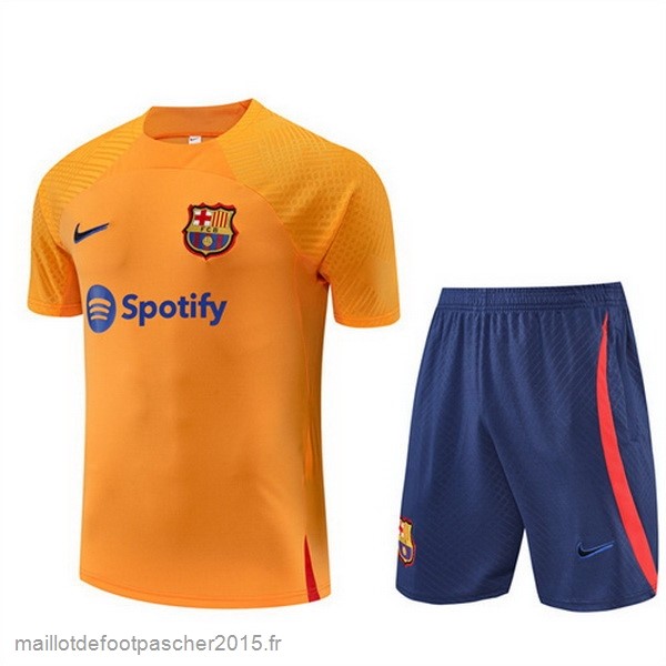 Maillot Foot Achat Entrainement Ensemble Complet Barcelona 2022 2023 Orange Bleu