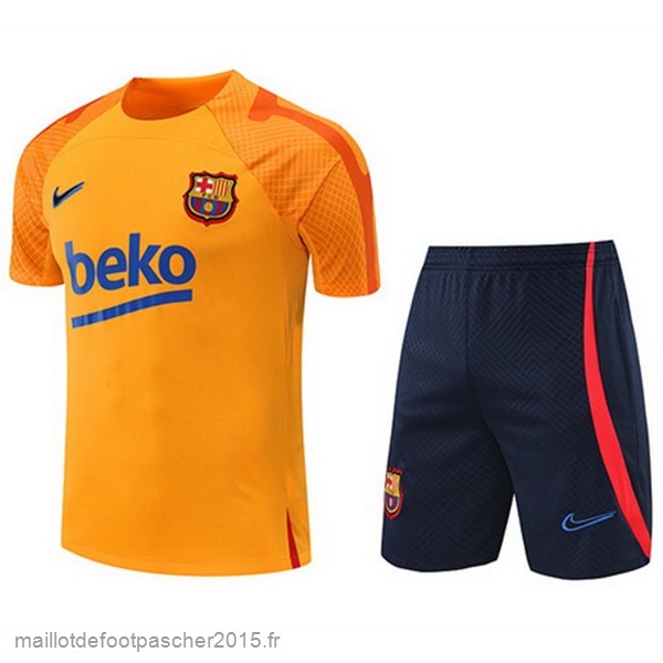 Maillot Foot Achat Entrainement Ensemble Complet Barcelona 2022 2023 Orange I Noir