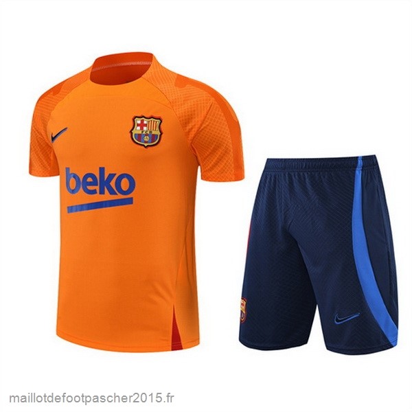 Maillot Foot Achat Entrainement Ensemble Complet Barcelona 2022 2023 Orange Noir