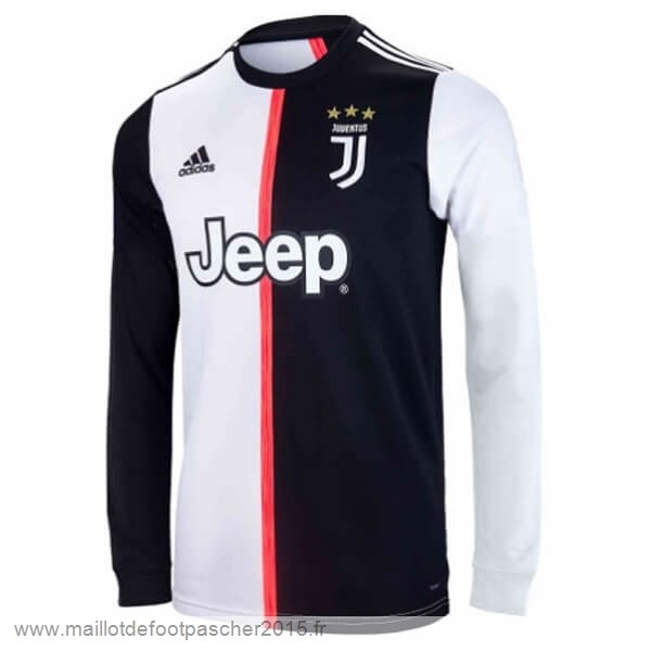 Maillot Foot Achat Domicile Manches Longues Juventus 2019 2020 Blanc Noir