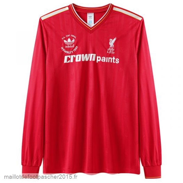 Maillot Foot Achat Domicile Manches Longues Liverpool Rétro 1985 1986 Rouge