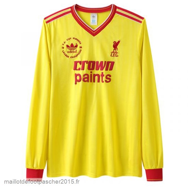 Maillot Foot Achat Third Manches Longues Liverpool Rétro 1985 1986 Jaune