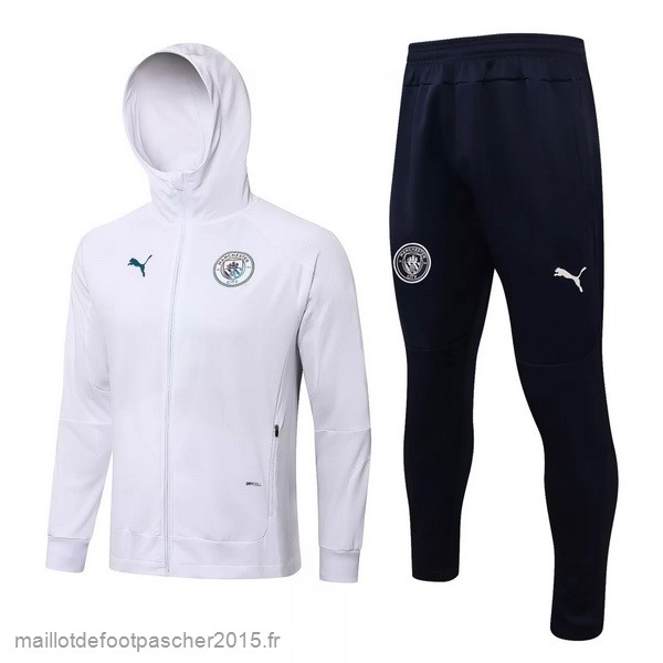 Maillot Foot Achat Sweat Shirt Capuche Manchester City 2021 2022 Blanc Noir