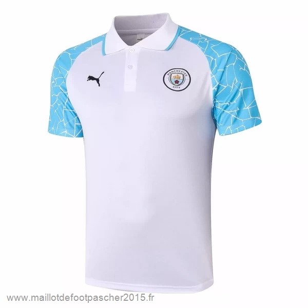 Maillot Foot Achat Polo Manchester City 2020 2021 Blanc Bleu