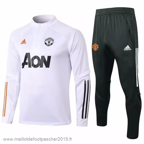 Maillot Foot Achat Survêtements Manchester United 2020 2021 Blanc Noir