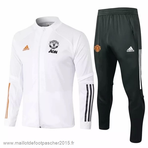 Maillot Foot Achat Survêtements Manchester United 2020 2021 Blanc Noir Orange