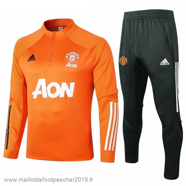 Maillot Foot Achat Survêtements Manchester United 2020 2021 Orange Noir