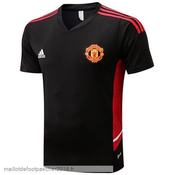 Maillot Foot Achat Entrainement Manchester United 2022 2023 Noir Rouge