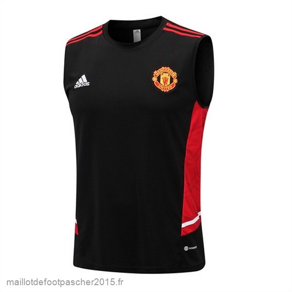 Maillot Foot Achat Entrainement Sans Manches Manchester United 2022 2023 Noir Rouge