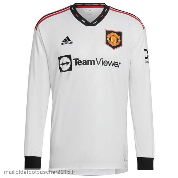 Maillot Foot Achat Thailande Exterieur Manches Longues Manchester United 2022 2023 Blanc