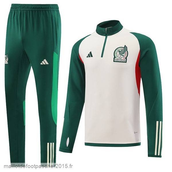 Maillot Foot Achat Ensemble Complet Sudadera Entrainement Mexique 2022 Blanc Vert