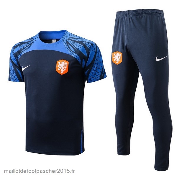 Maillot Foot Achat Entrainement Ensemble Complet Pays Bas 2022 Bleu Marine