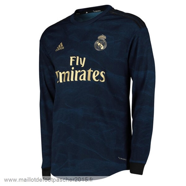 Maillot Foot Achat Exterieur Manches Longues Real Madrid 2019 2020 Bleu