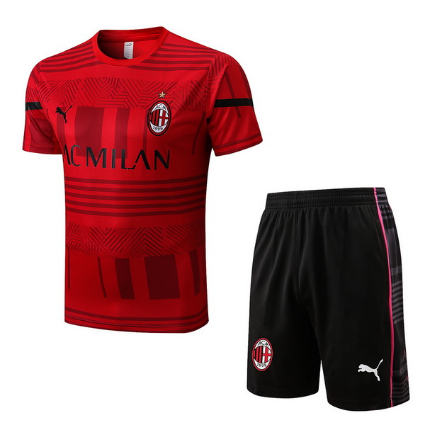 Maillot Foot Achat Entrainement Ensemble Complet AC Milan 2022 2023 Rouge Noir