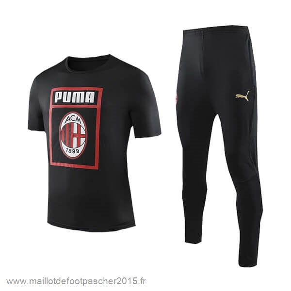 Maillot Foot Achat Entrainement Conjunto Completo AC Milan 2019 2020 Noir Rouge