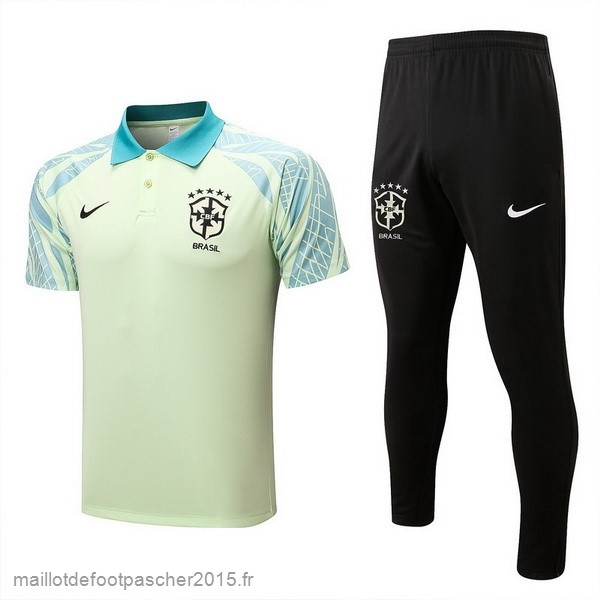 Maillot Foot Achat Ensemble Complet Polo Brésil 2022 Vert Noir