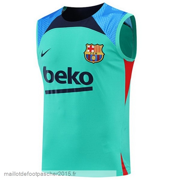 Maillot Foot Achat Entrainement Sans Manches Barcelona 2022 2023 Vert Bleu