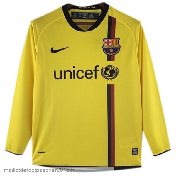 Maillot Foot Achat Exterieur Manches Longues Barcelona Rétro 2008 2009 Jaune