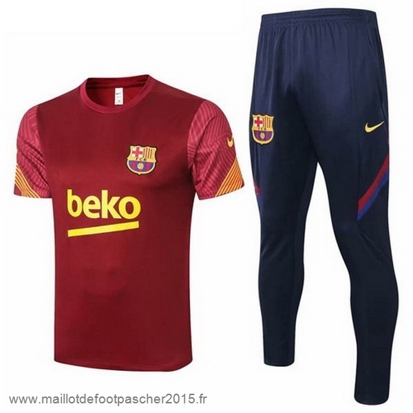 Maillot Foot Achat Entrainement Ensemble Complet Barcelona 2020 2021 Rouge Jaune