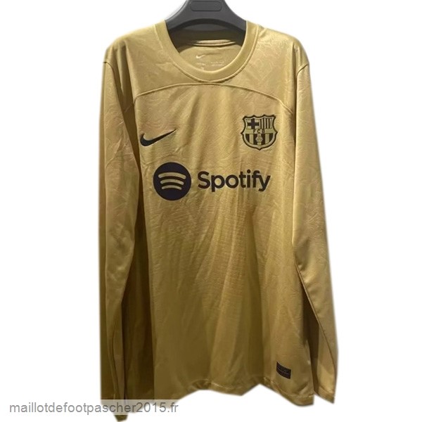 Maillot Foot Achat Exterieur Thailande Manches Longues Barcelona 2022 2023 Jaune