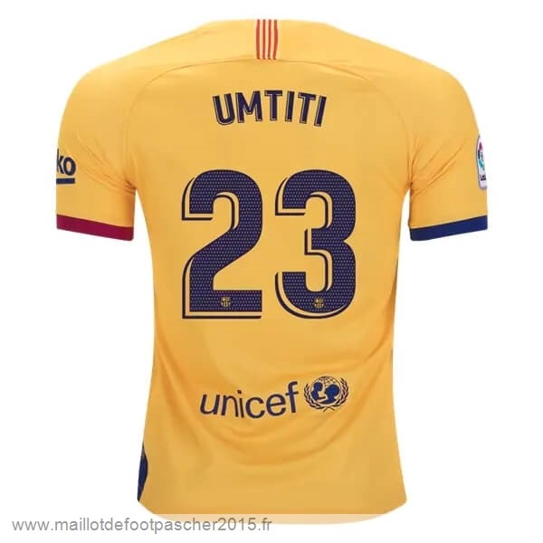 Maillot Foot Achat NO.23 Umtiti Exterieur Maillot Barcelone 2019 2020 Jaune