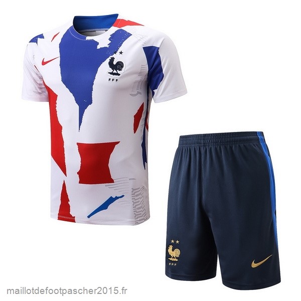 Maillot Foot Achat Entrainement Ensemble Complet France 2022 Blanc Bleu Rouge