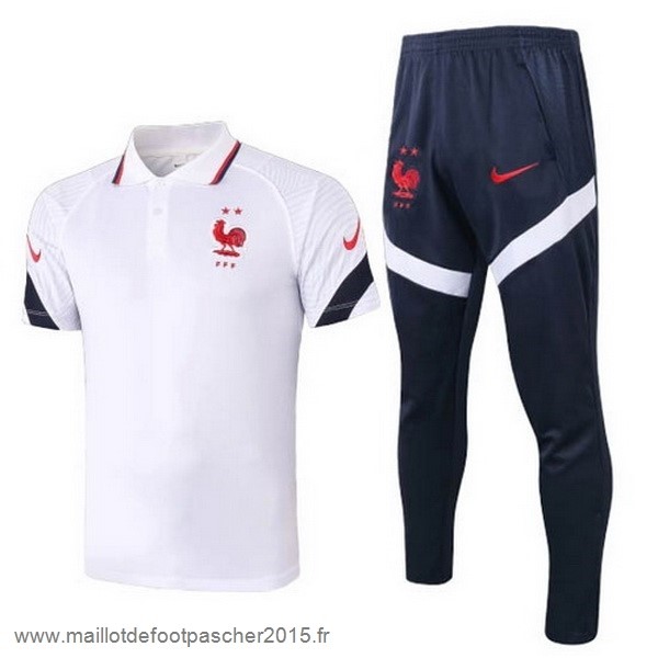 Maillot Foot Achat Ensemble Complet Polo France 2020 Blanc Bleu