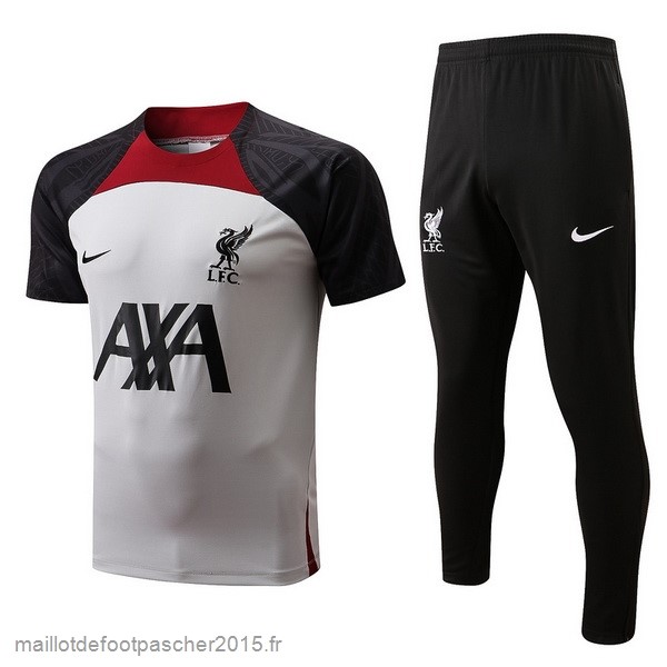 Maillot Foot Achat Entrainement Ensemble Complet Liverpool 2022 2023 Blanc Noir Rouge