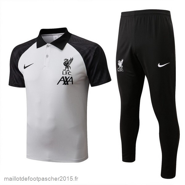 Maillot Foot Achat Ensemble Complet Polo Liverpool 2022 2023 Blanc Noir