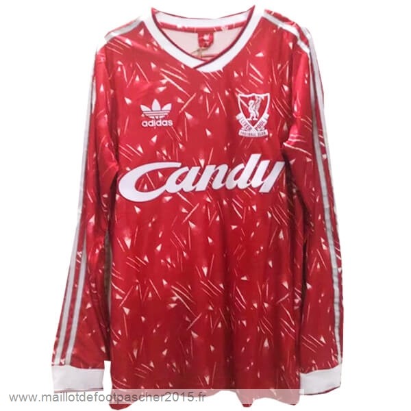 Maillot Foot Achat Domicile Manches Longues Liverpool Rétro 1989 1991 Rouge