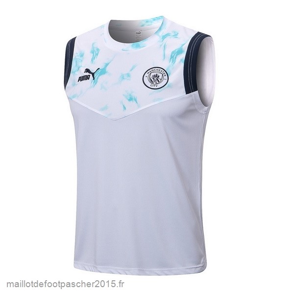 Maillot Foot Achat Entrainement Sans Manches Manchester City 2022 2023 Blanc