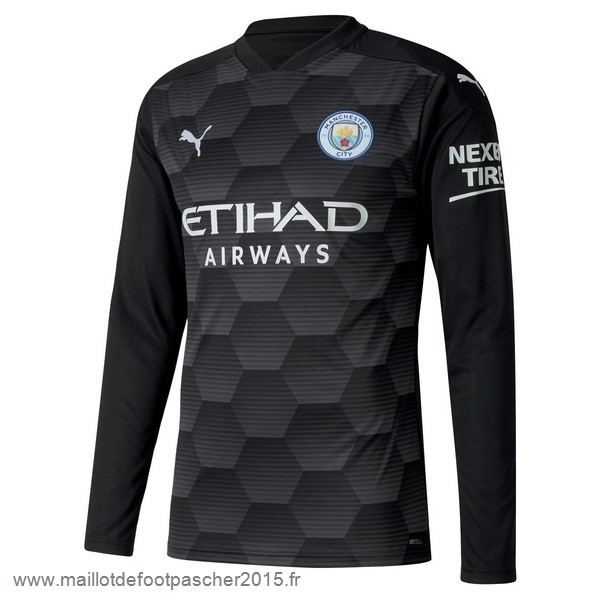 Maillot Foot Achat Domicile Manches Longues Gardien Manchester City 2020 2021 Noir