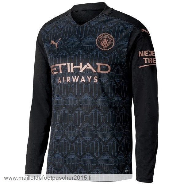 Maillot Foot Achat Exterieur Manches Longues Manchester City 2020 2021 Noir