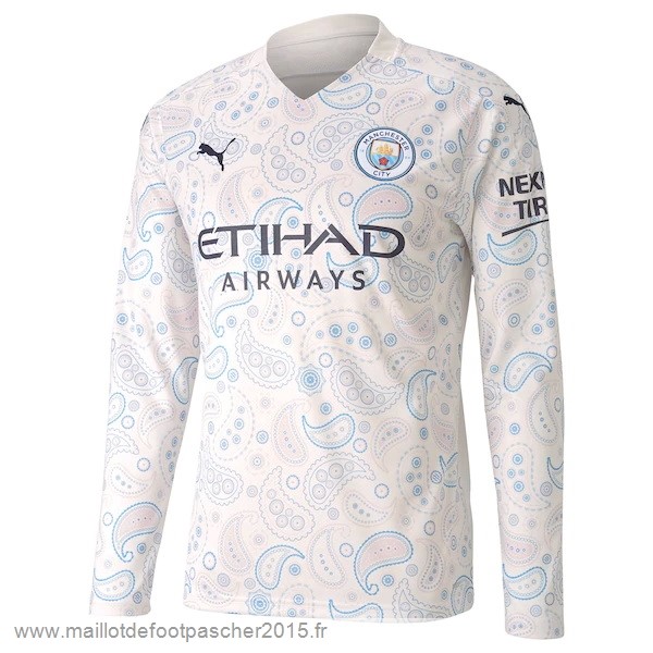 Maillot Foot Achat Third Manches Longues Manchester City 2020 2021 Blanc