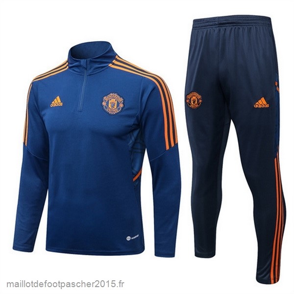 Maillot Foot Achat Survêtements Manchester United 2022 2023 Bleu Orange