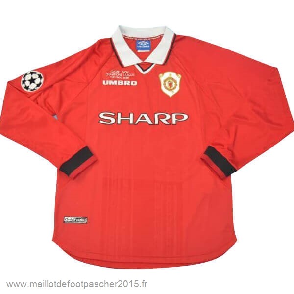 Maillot Foot Achat Domicile Manches Longues Manchester United Rétro 1999 Rouge