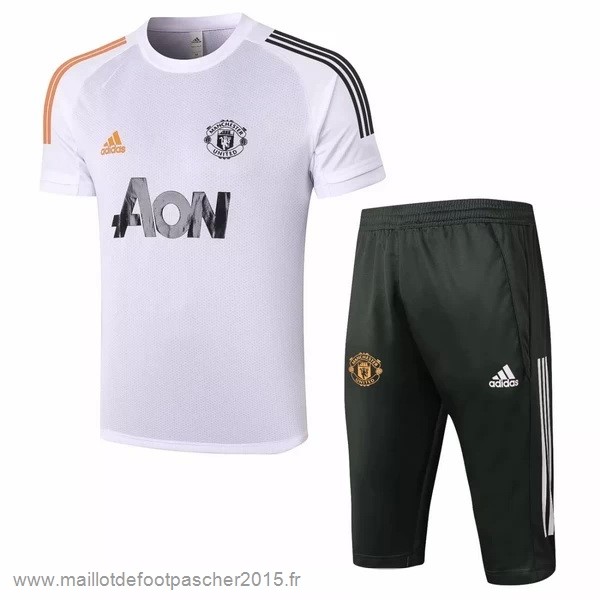 Maillot Foot Achat Entrainement Ensemble Complet Manchester United 2020 2021 Blanc Noir